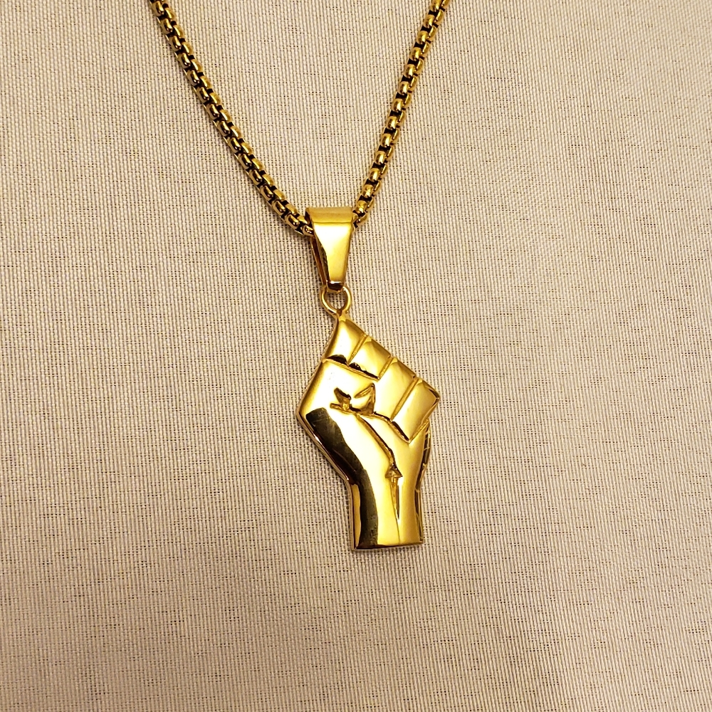 Black Lives Matter Fist Pendant Necklace Unisex - Picture 3 of 3